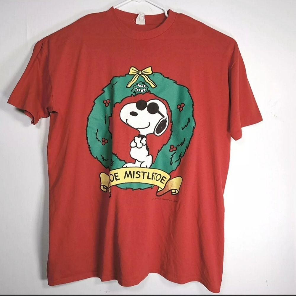 VTG Snoopy 1958-1971 Shirt "Joe Mistletoe" Red